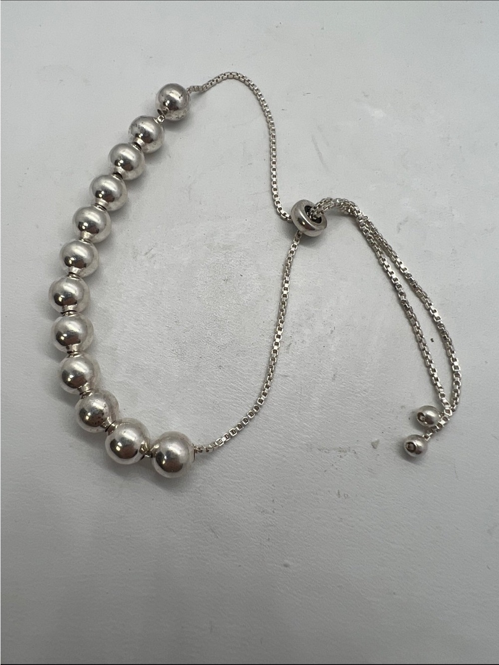Sterling Silver Beaded Adjustable Bracelet